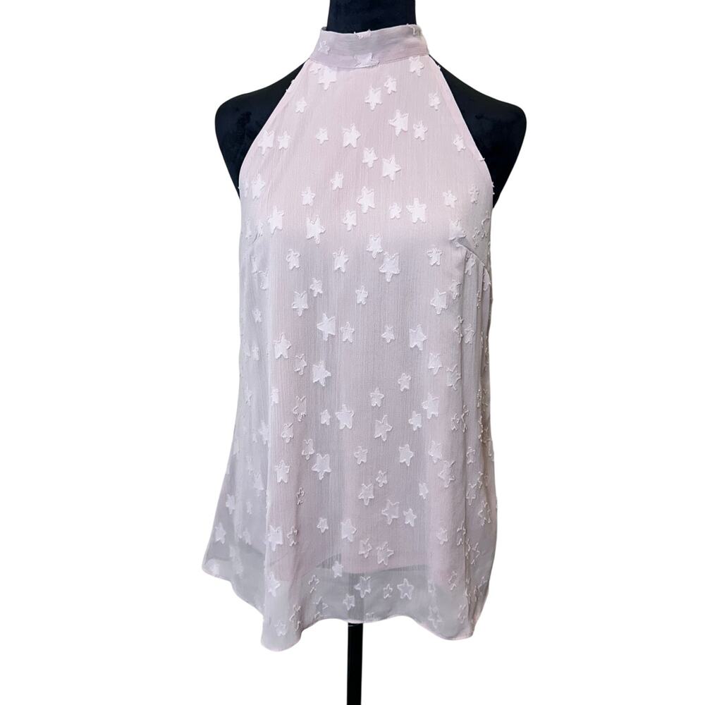 Light Pink Star Appliqué Halter Neck Blouse